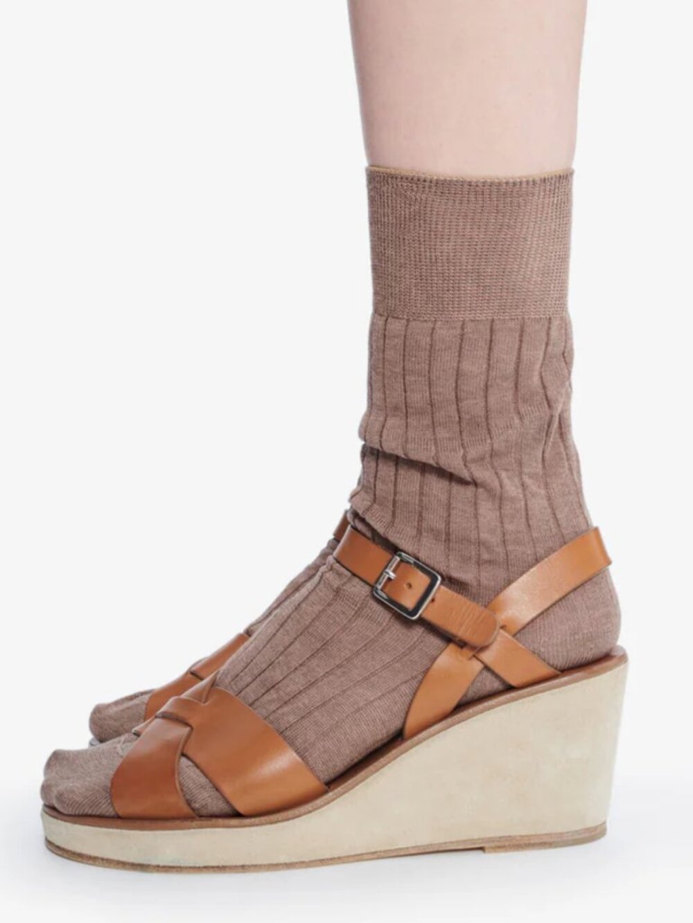 A.P.C. Paris Judith Burgundy Tanned Leather Wedge Sandals Sz 39 - Picture 10 of 10